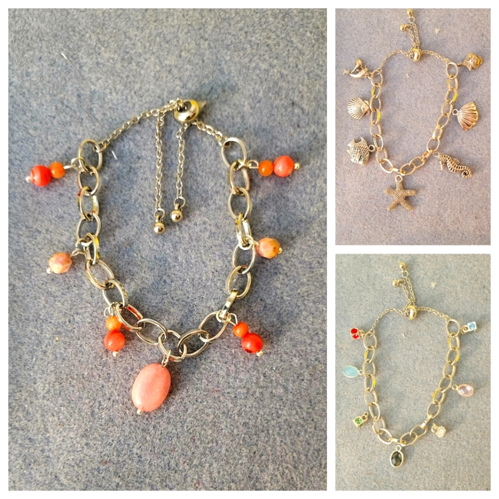 Cable Link Adjustable Charm Bracelet; you choose dangles!